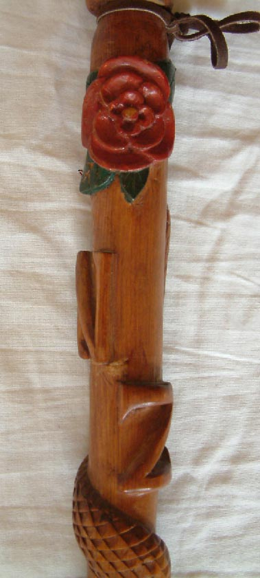 Rare NZ wooden POW carved snake cane